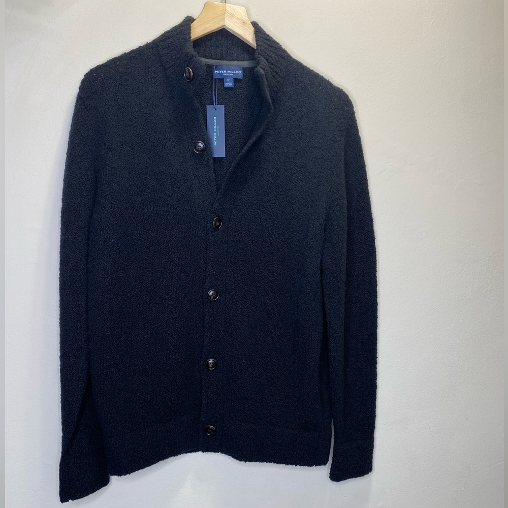 PETER MILLAR Merino Wool Cashmere Bouclé Cardigan Sweater Size M (Runs small)